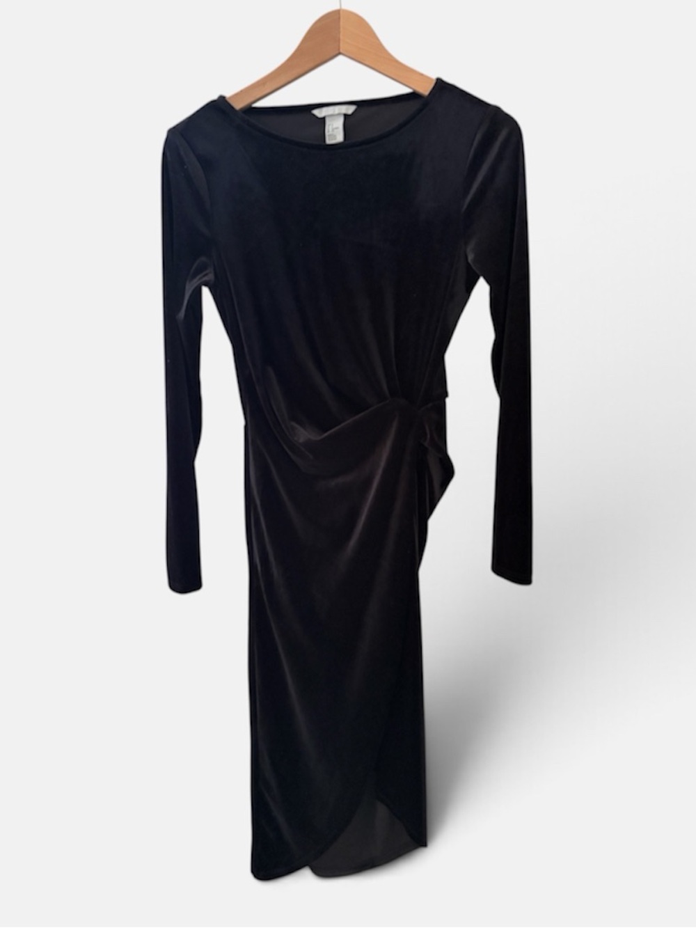Velvet velour body con long sleeve midi dress